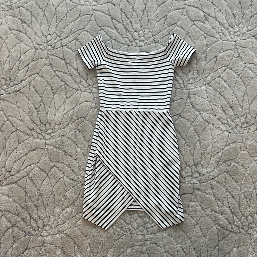 1. State Black and White Striped Mini Dress